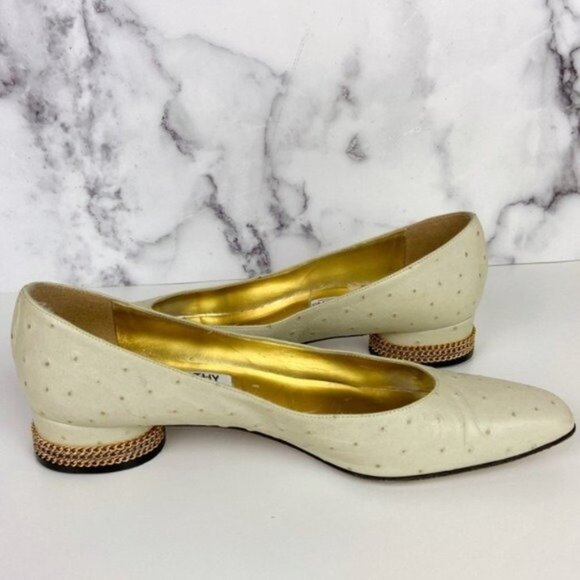 Vintage 80's Mint Green Leather Chain Wrapped Heels - Picture 8 of 13